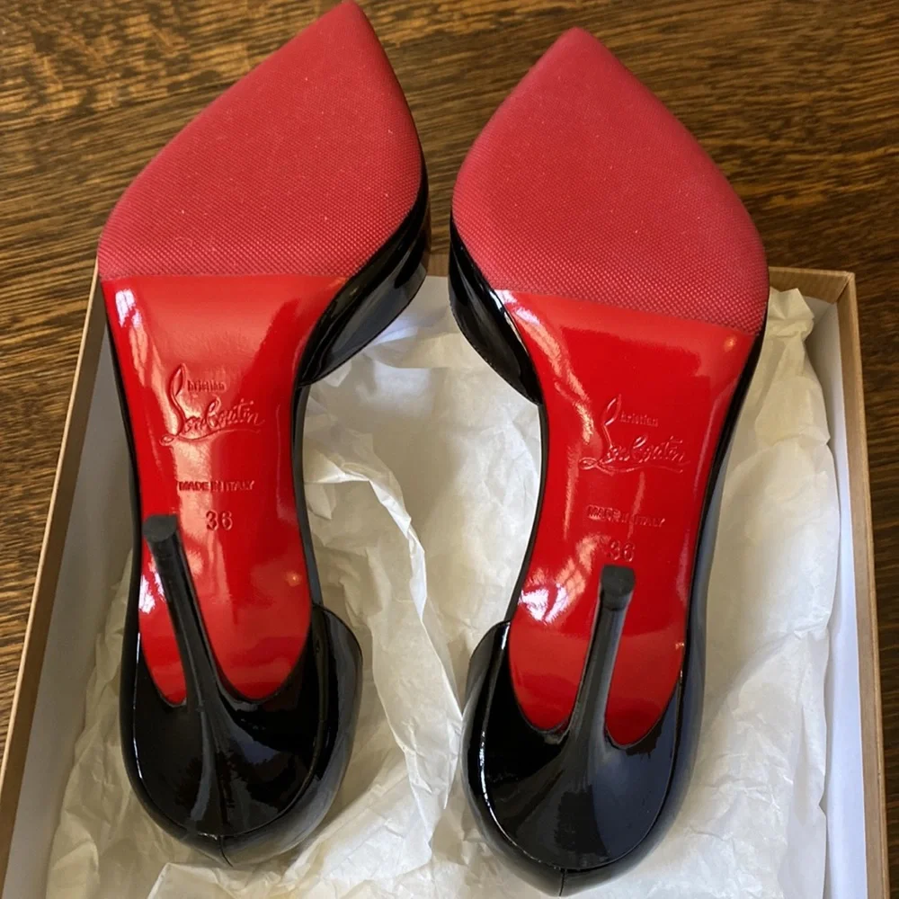 Christian Louboutin Iriza 100 Black Patent Pump Size 36 - Picture 5 of 6